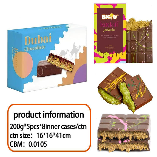 Dubai Chocolatebox 5 times 200g Chocolatebar